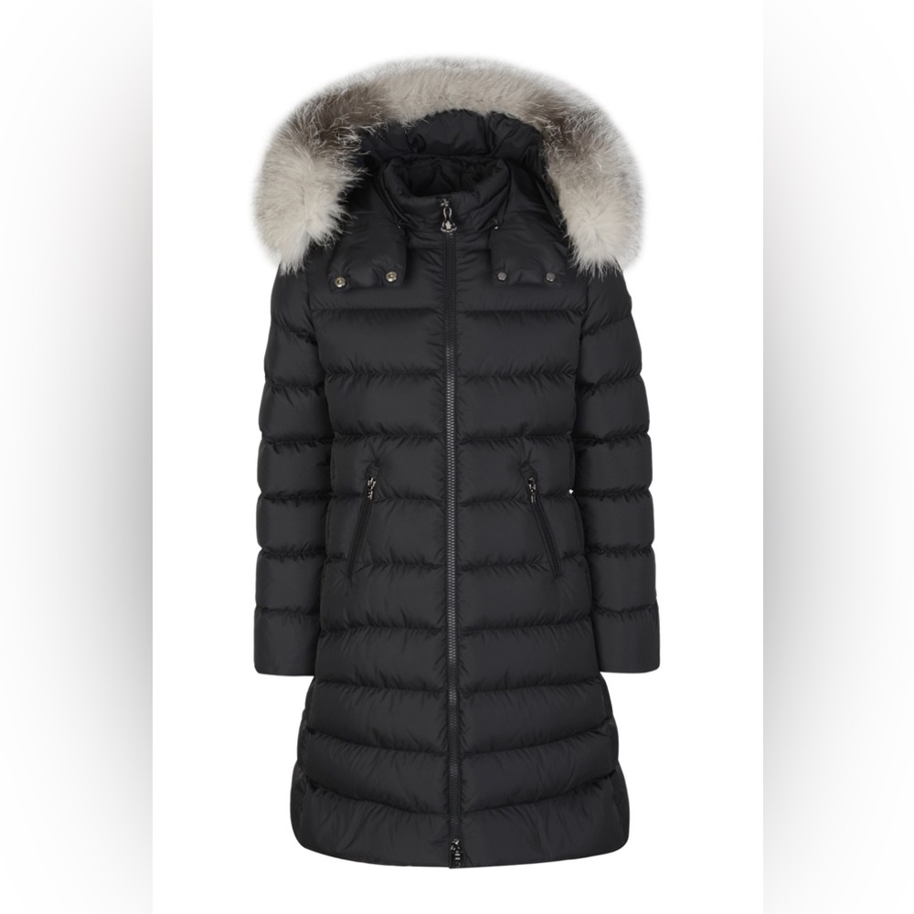 Monclair Black Puffer Coat with Fur Trim